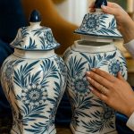 بانکه طرح دار فیروزه ای در دو سایز